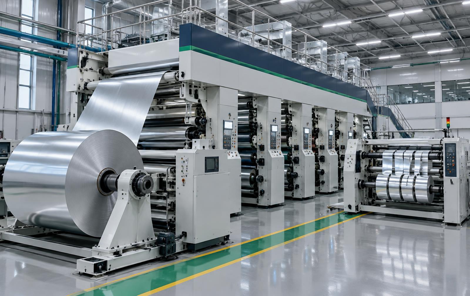 Integrated aluminium foil printing and slitting line