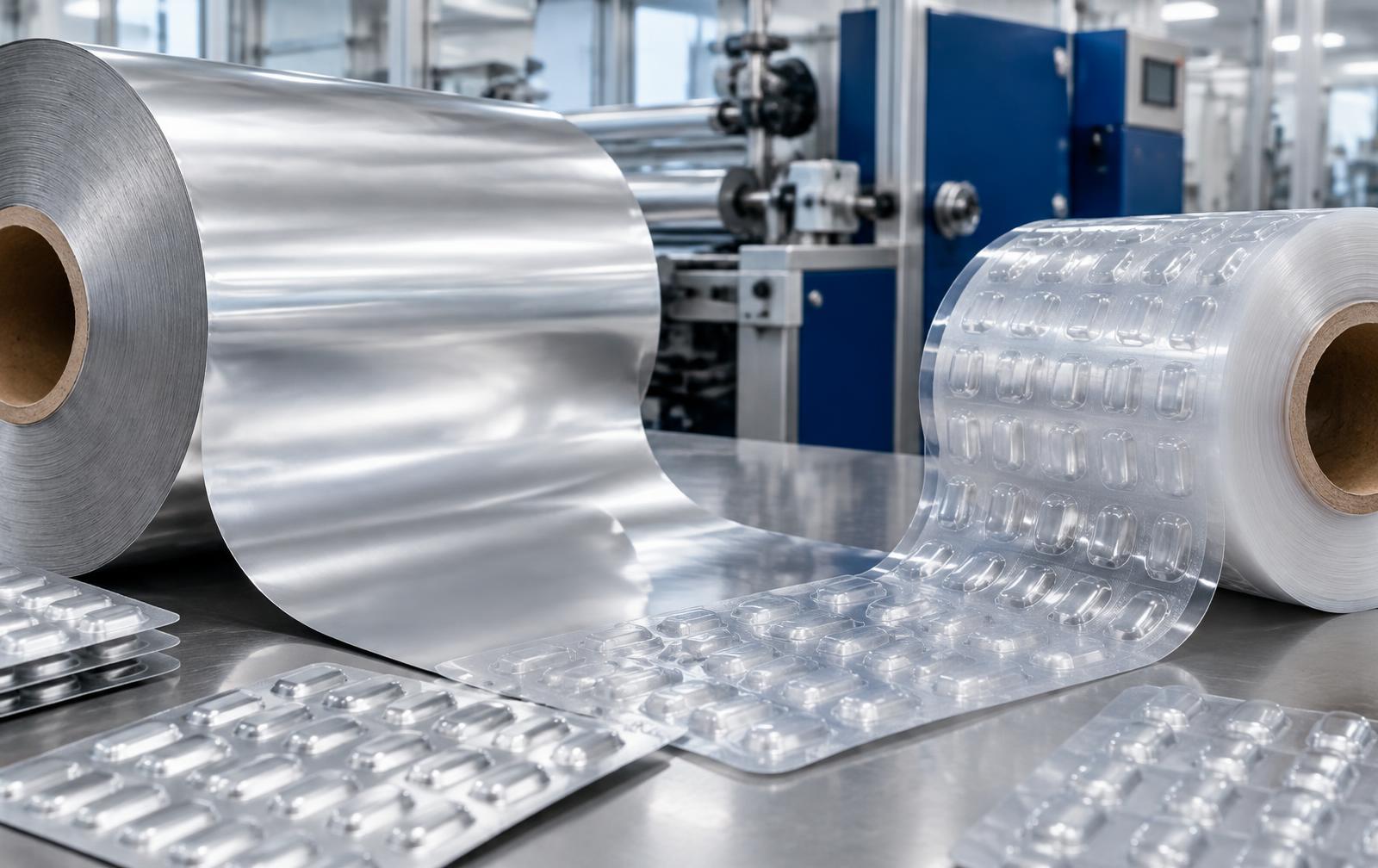 Aluminium foil and PVC blister film packaging materials